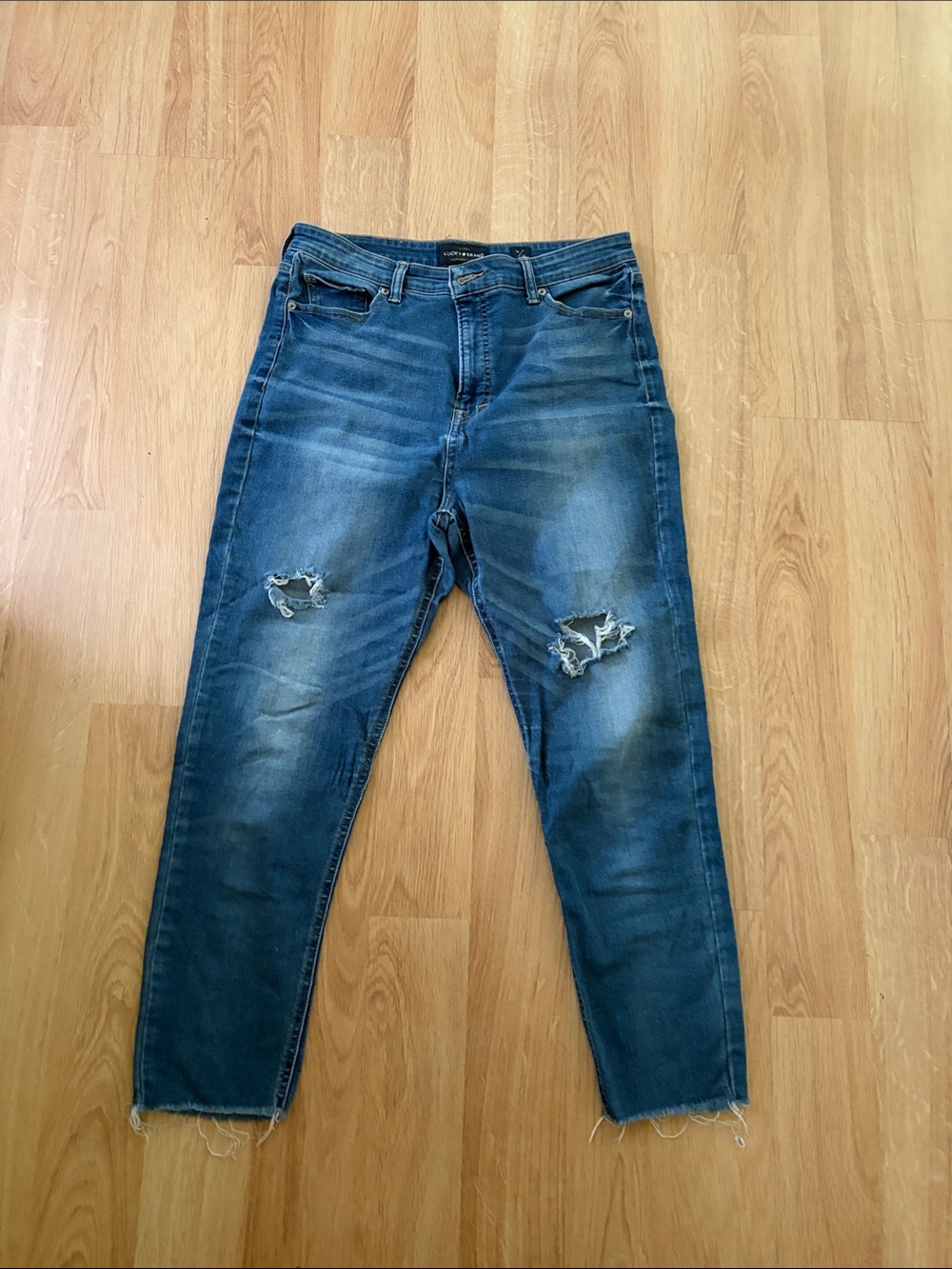 Lucky Brand Women's Blue Distressed Brigette Crop Jeans